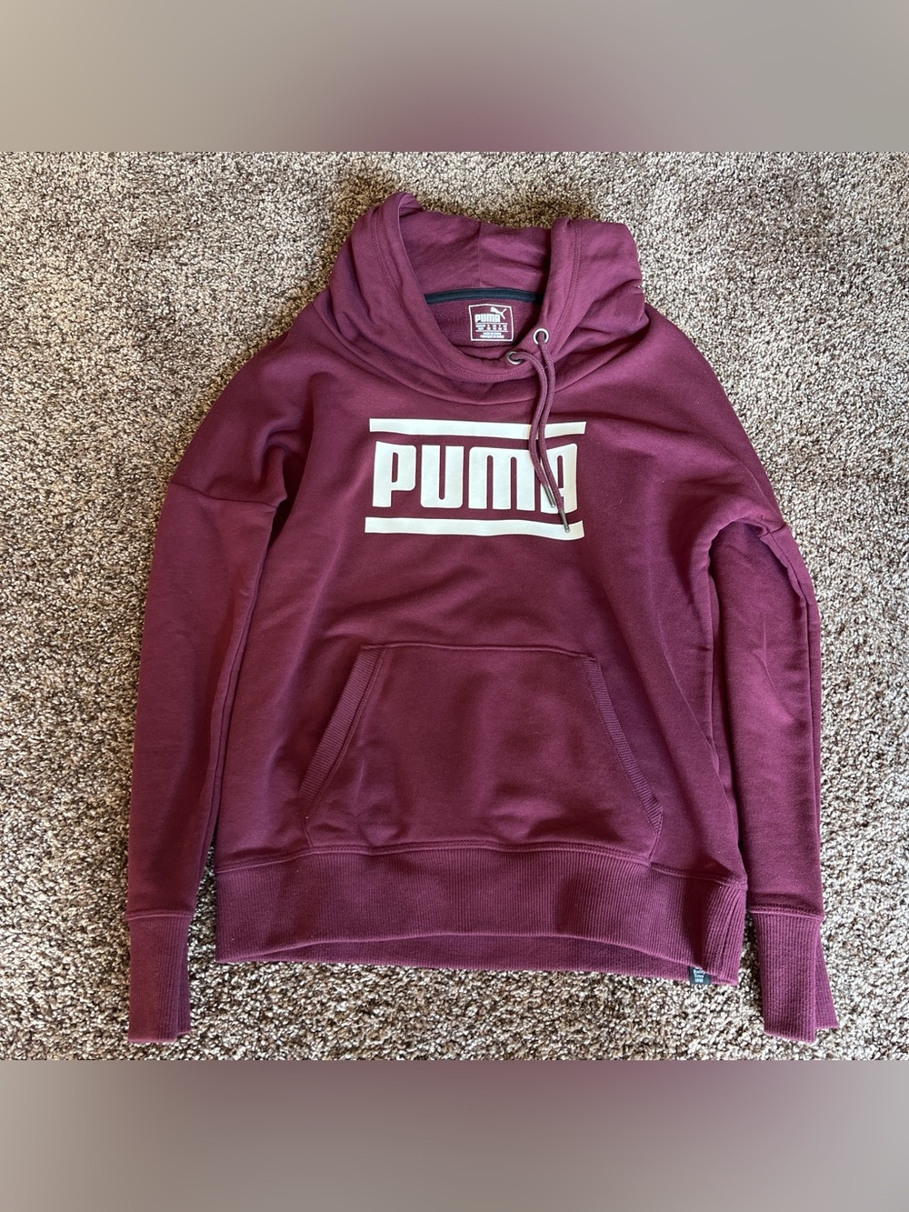 Puma Burgundy Pullover Hoodie with White Logo